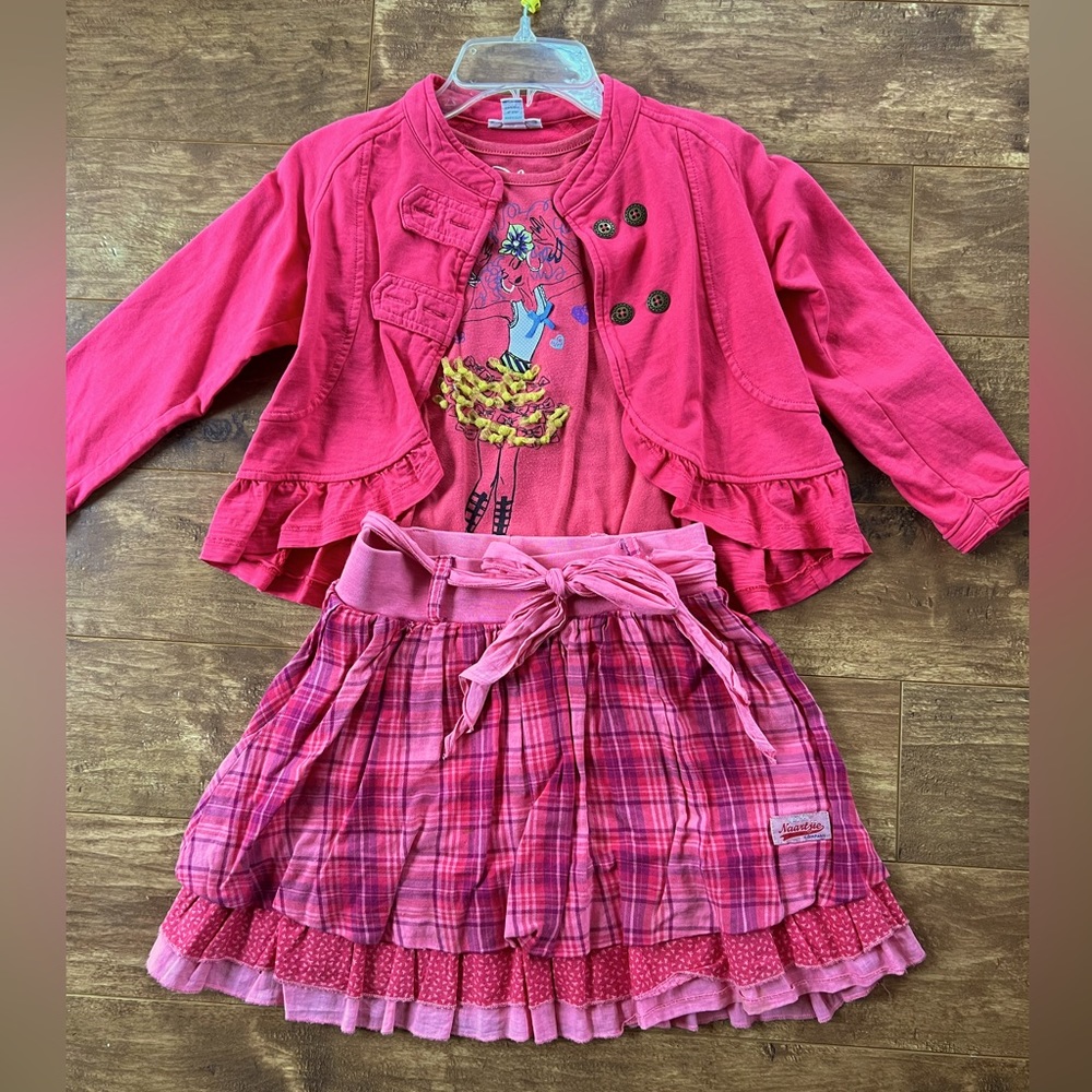 Boutique Naartjie coral jacket, skirt and matching top 3pc set outfit size 5/6